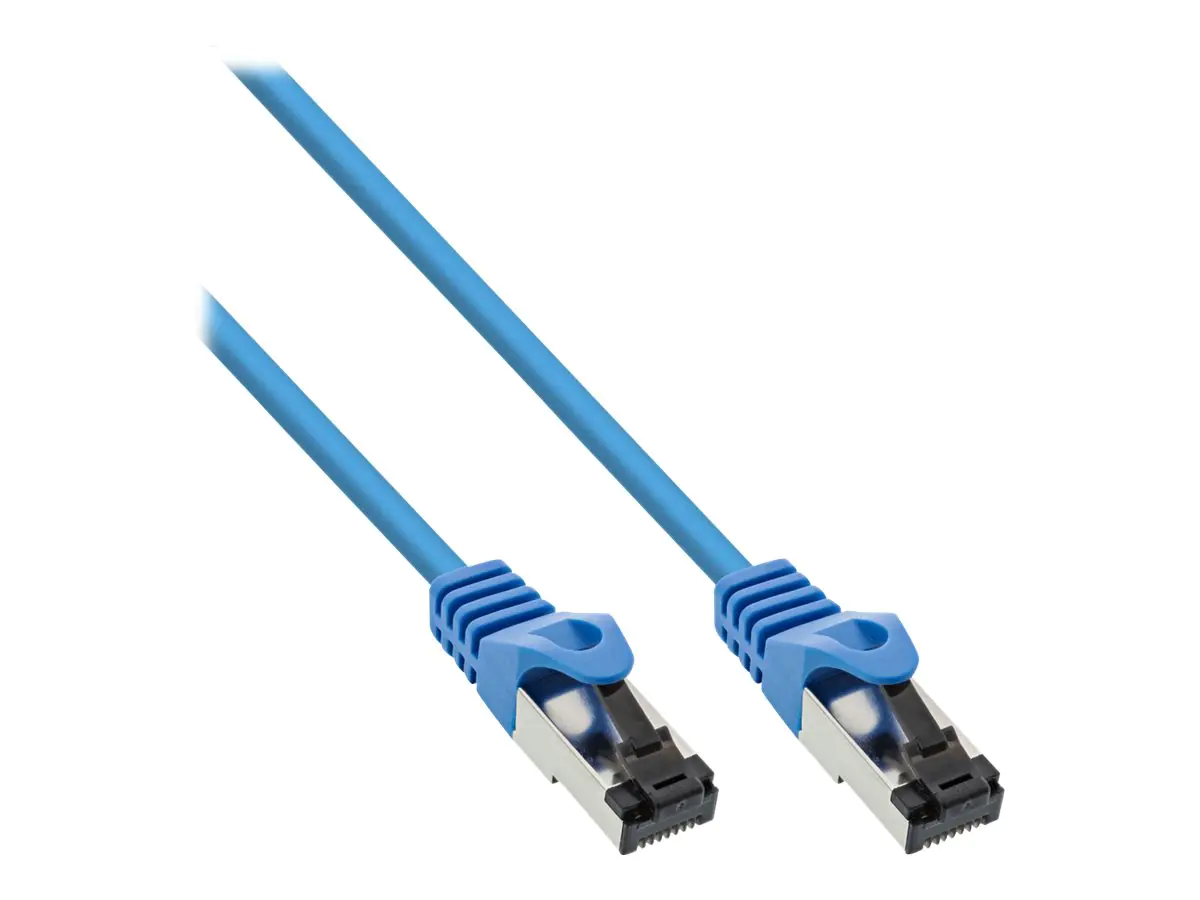 InLine - Patch-Kabel - RJ-45 (M) zu RJ-45 (M) - 1 m - SFTP, PiMF - CAT 8.1 - IEEE 802.3af - geformt, rund, ohne Haken, hauchvergoldete Kontakte - Blau