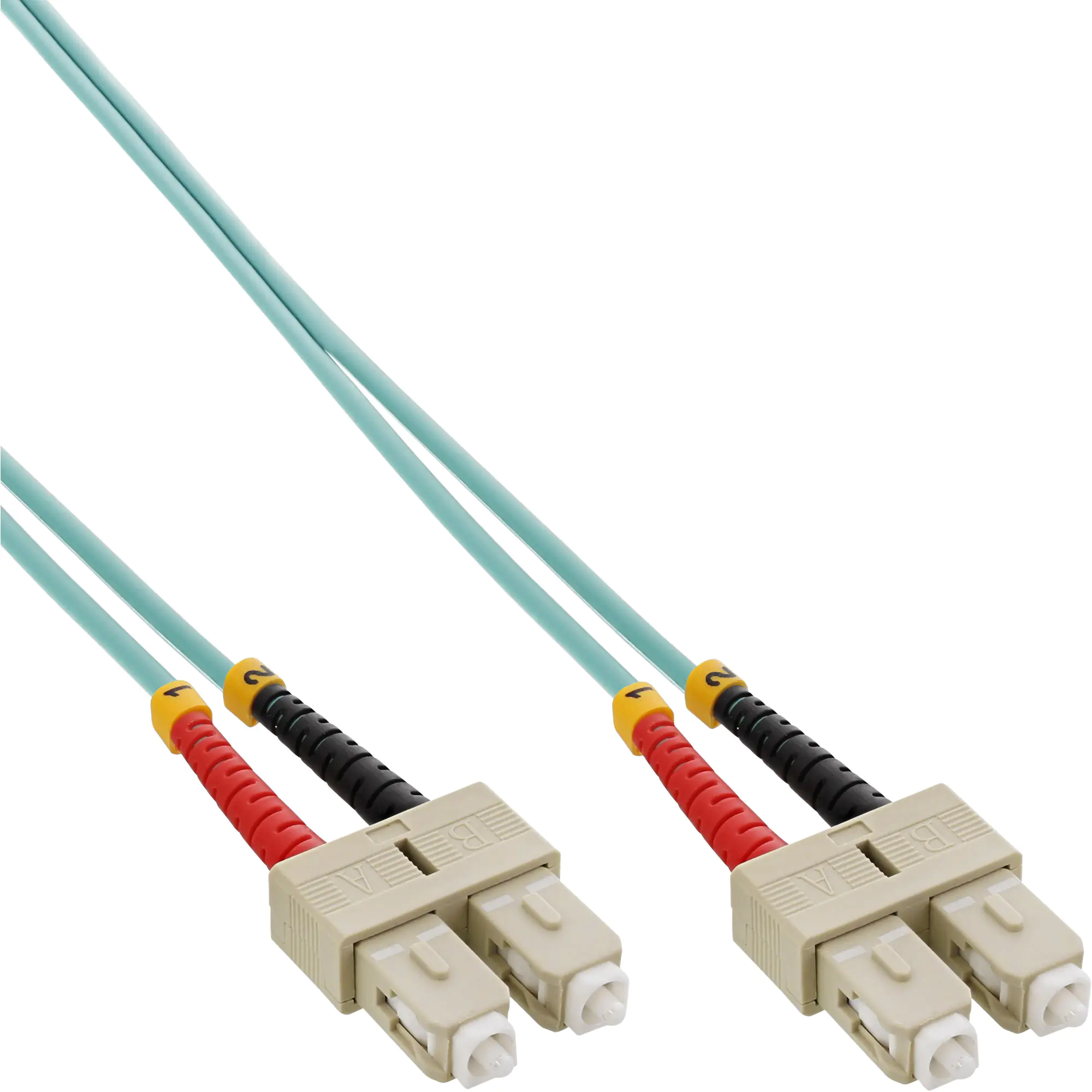 InLine - Patch-Kabel - SC multi-mode (M) bis SC multi-mode (M) - 15 m - Glasfaser - Duplex - 50/125 Mikrometer - OM3 - halogenfrei - Türkis