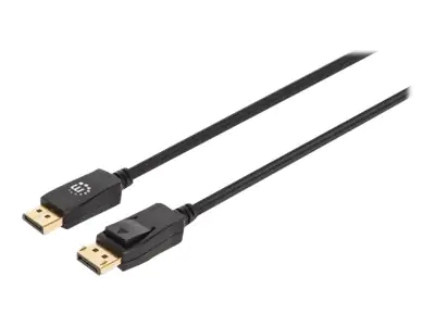 Manhattan DisplayPort 1.4 Cable, 8K@60hz, 2m, Braided Cable, Male to Male, With Latches, Fully Shielded, Black, Lifetime Warranty, Polybag - DisplayPort-Kabel - DisplayPort (M) 353618