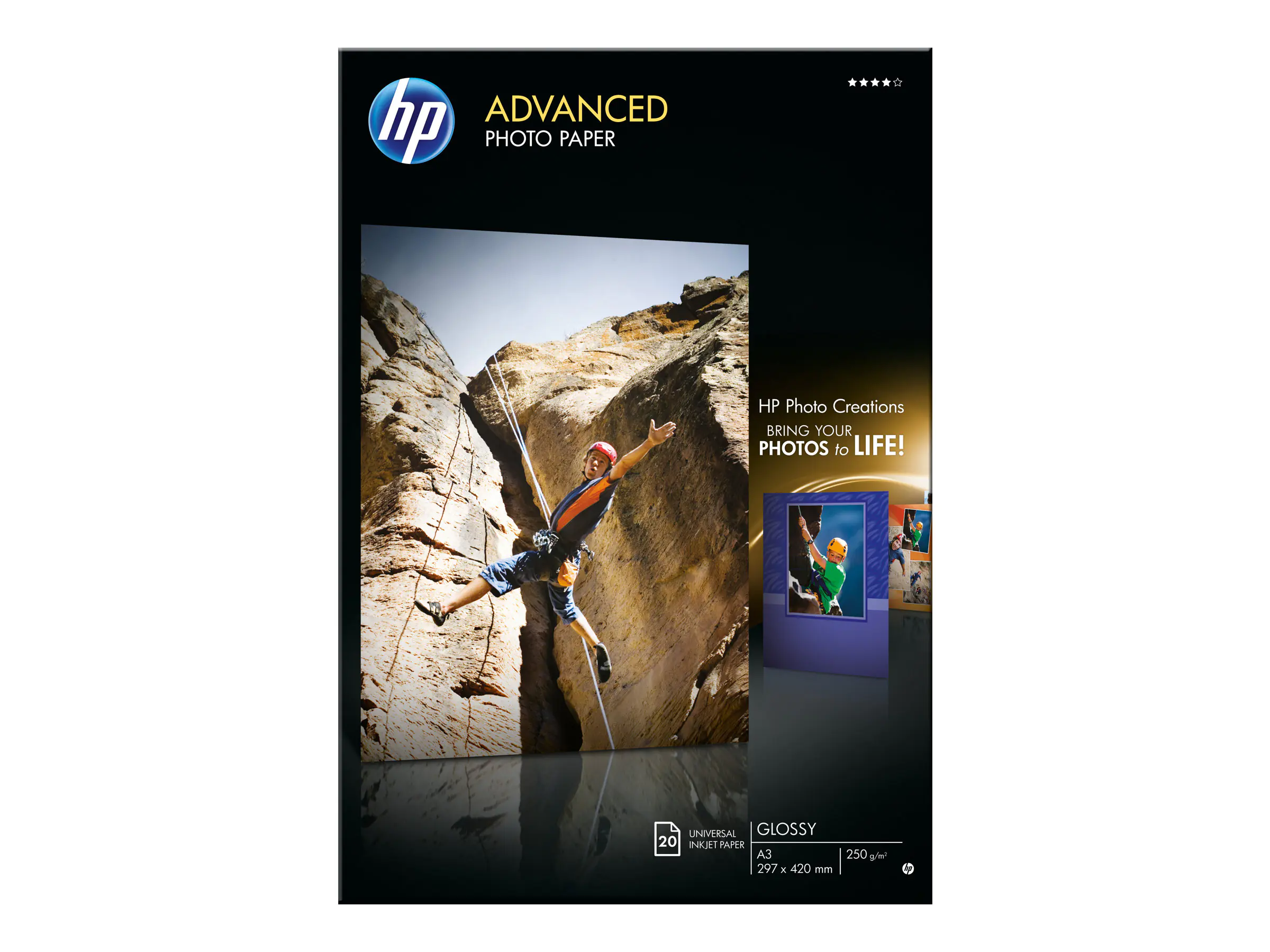 HP Fotopapier Q8697A DIN A3 250 g/m² glänzend für Tintenstrahldrucker 20 Blatt HP Fotopapier Q8697A DIN A3 250 g/m² glänzend für Tintenstrahldrucker 20 Blatt