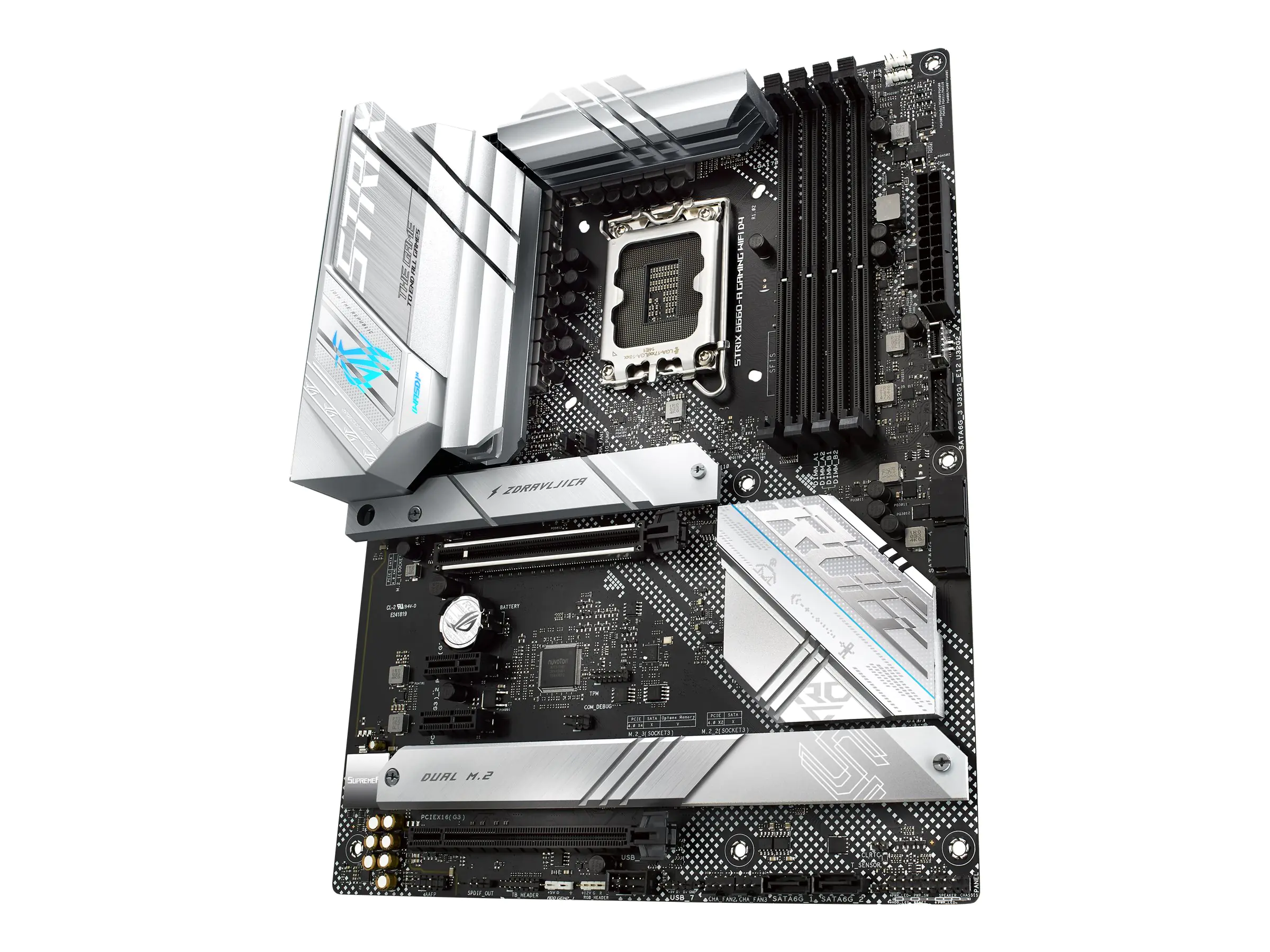 ASUS ROG STRIX B660-A GAMING WIFI D4 - Motherboard - ATX - LGA1700-Sockel - B660 Chipsatz - USB-C Gen 2x2, USB 3.2 Gen 1, USB-C Gen1, USB 3.2 Gen 2, USB-C Gen2 - 2.5 Gigabit LAN, Wi-Fi 6, Bluetooth - Onboard-Grafik (CPU erforderlich) - HD Audio (8-Kanal)