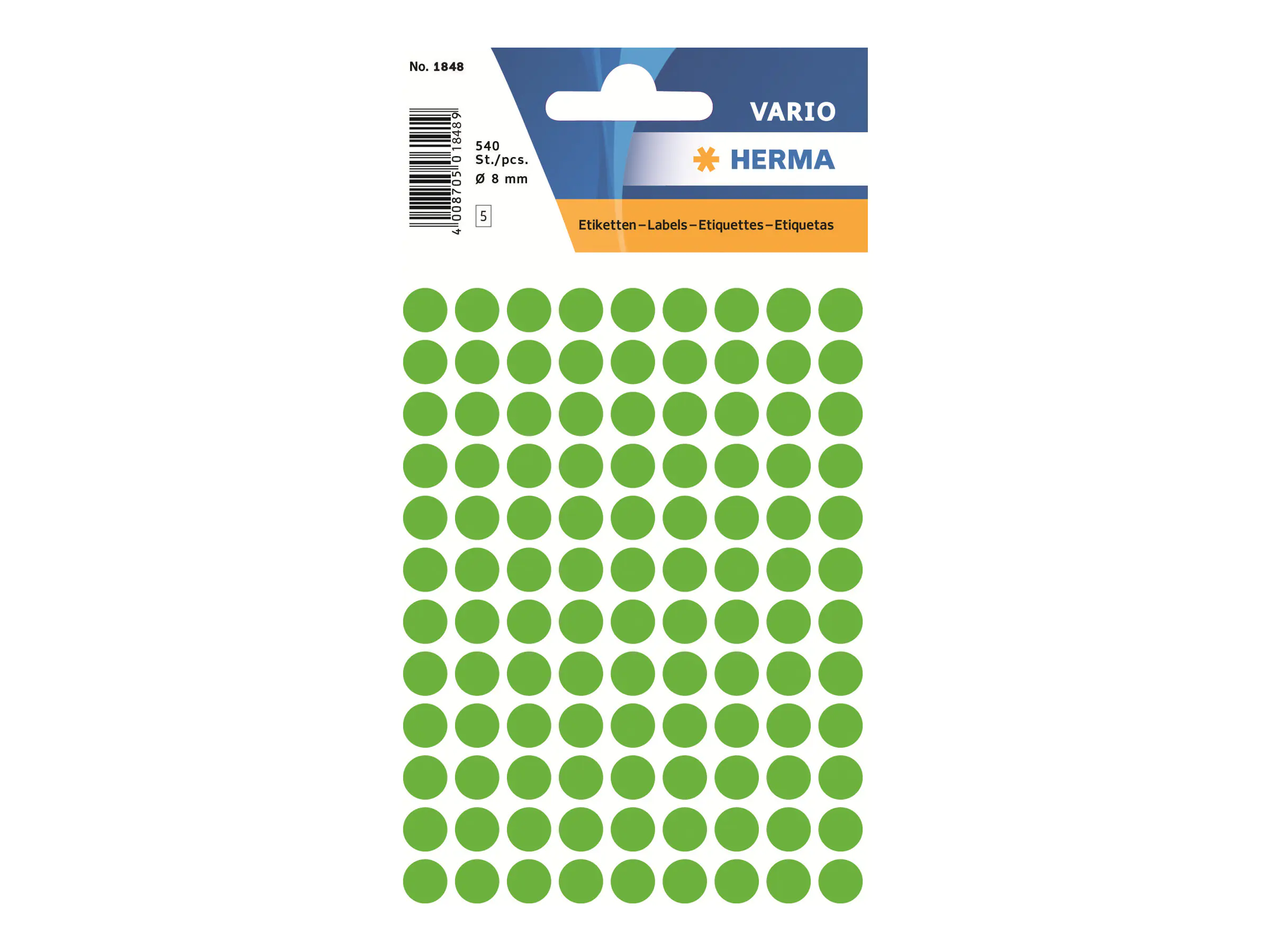 HERMA Markierungspunkt 1848 8mm leuchtgrün 540 St./Pack.