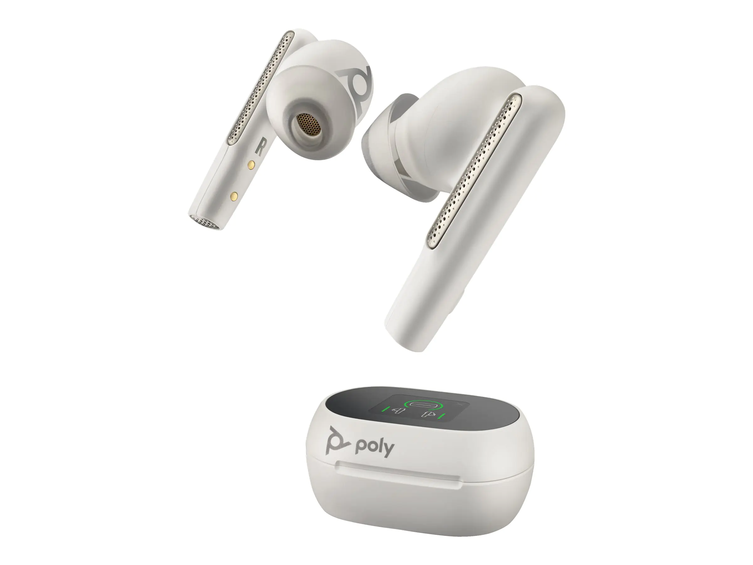 Poly Voyager Free 60+ UC M - True Wireless-Kopfhörer mit Mikrofon - im Ohr - Bluetooth - aktive Rauschunterdrückung - Adapter USB-C via Bluetooth - Sandweiß - Zertifiziert für Microsoft Teams