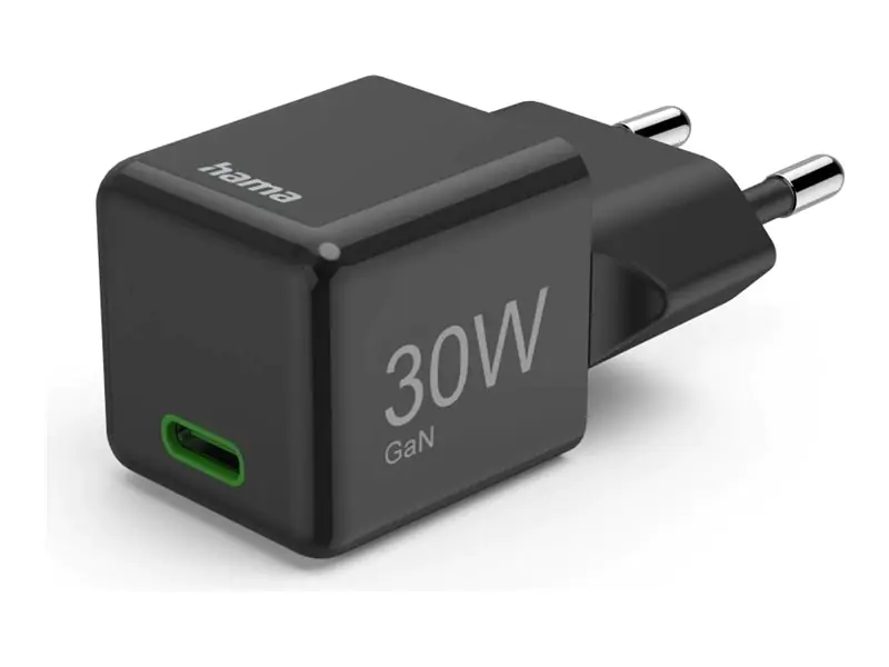 Hama Netzteil - GaN, Mini-Ladegerät, Qualcomm - 30 Watt - PD, QC 2.0, QC 3.0 (24 pin USB-C) 00201986