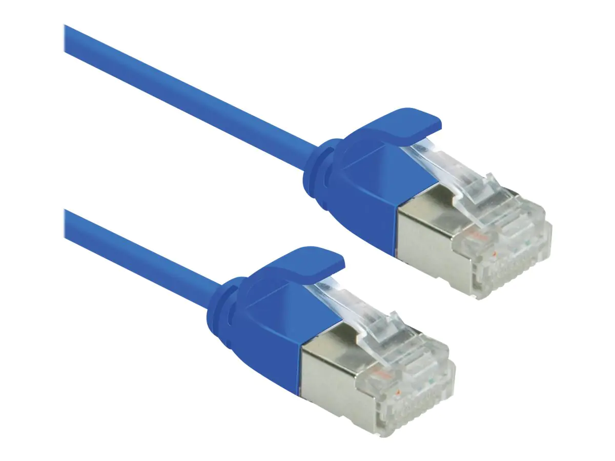 Roline Green - Patch-Kabel - RJ-45 (M) zu RJ-45 (M) - 50 cm - 3.6 mm - U/FTP - CAT 6a - halogenfrei, geformt, ohne Haken, verseilt - Blau, Pantone 647C