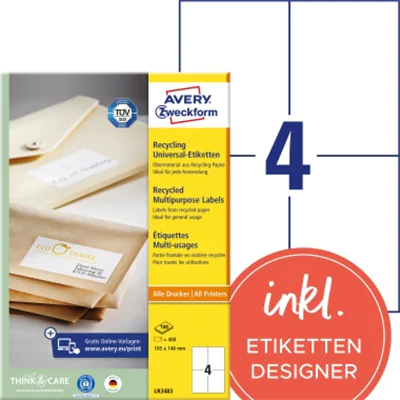 Avery Zweckform Universaletikett Recycling LR3483 400 St./Pack.