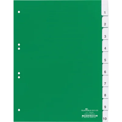 DURABLE Register 622105 DIN A4 10teilig Hartfolie grün DURABLE Register 622105 DIN A4 10teilig Hartfolie grün