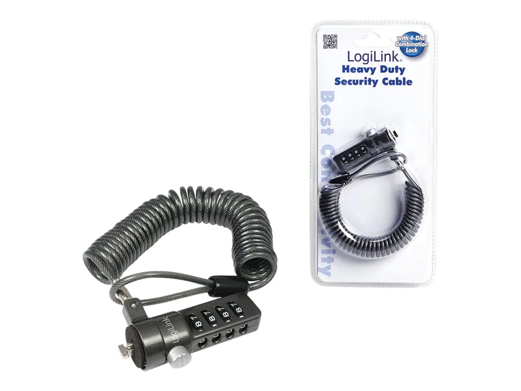 LogiLink Laptop Anti-theft lock - Sicherheitskabelschloss - Schwarz - 1.8 m