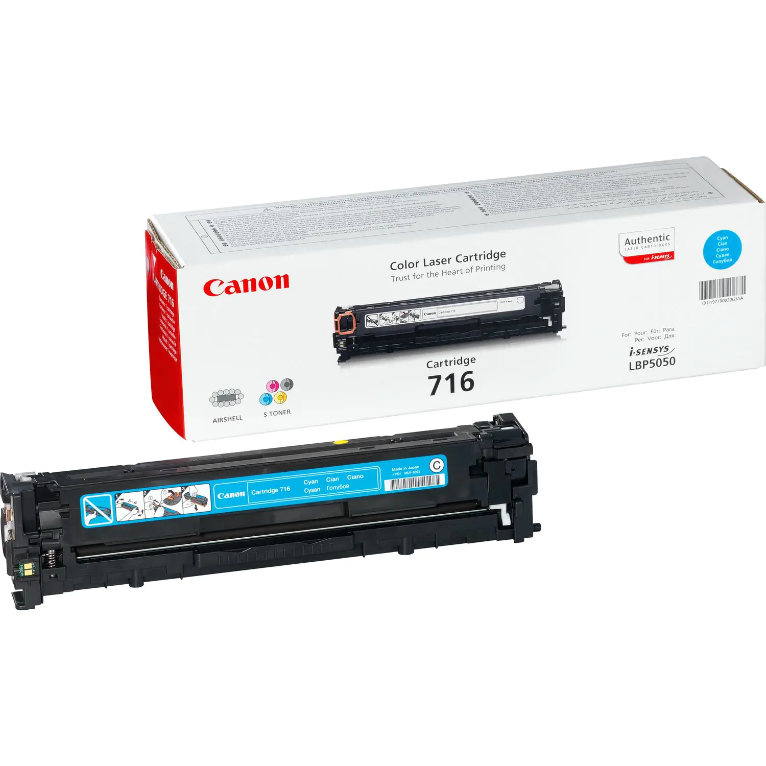 Canon 716 Cyan - Cyan - Original - Tonerpatrone - für i-SENSYS LBP5050, LBP5050N, MF8030CN, MF8040Cn, MF8050CN, MF8080Cw Canon 716 Cyan - Cyan - Original - Tonerpatrone - für i-SENSYS LBP5050, LBP5050N, MF8030CN, MF8040Cn, MF8050CN, MF8080Cw