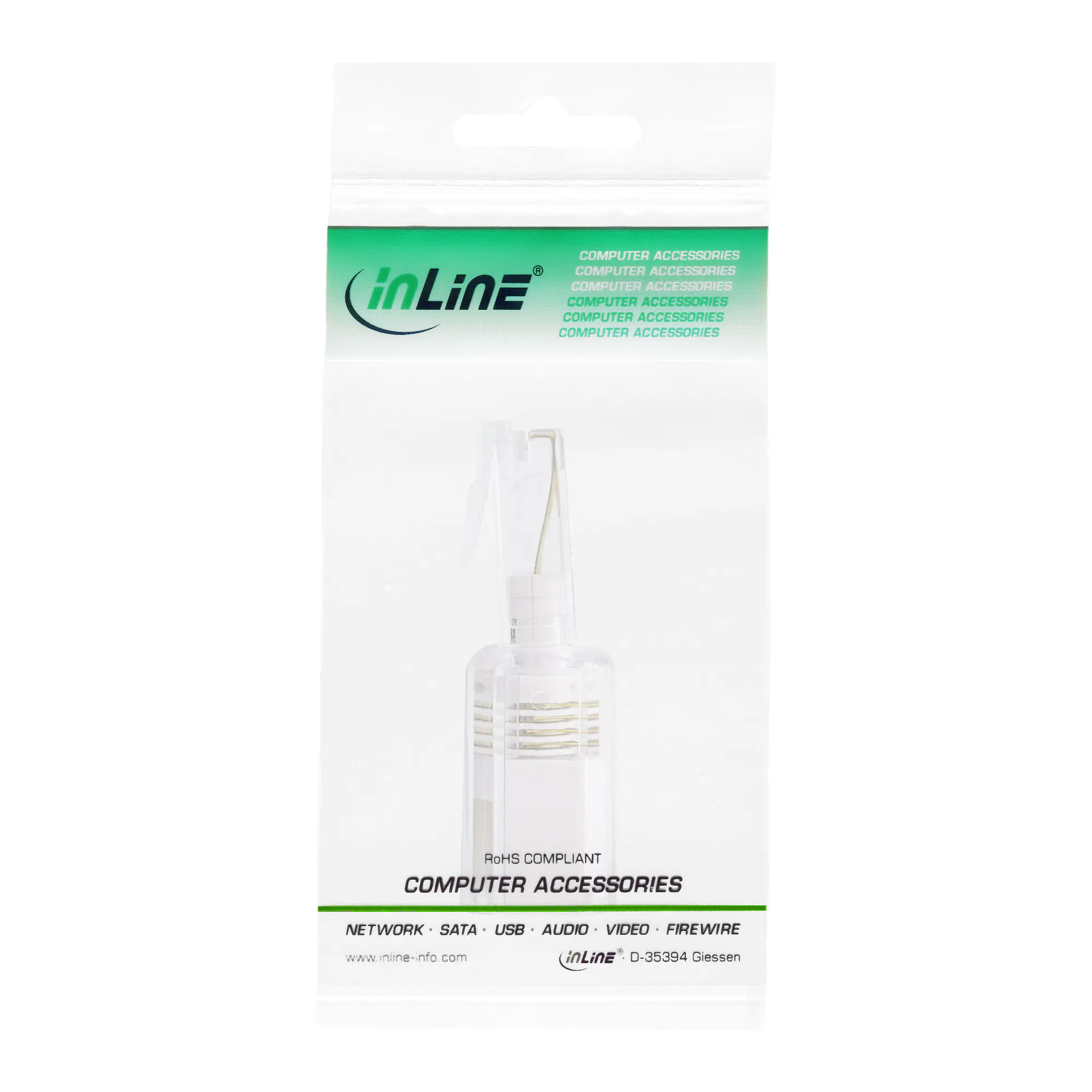 InLine Twist-Stop - Telefonadapter - RJ-10 (W) zu RJ-10 (M) - durchsichtig