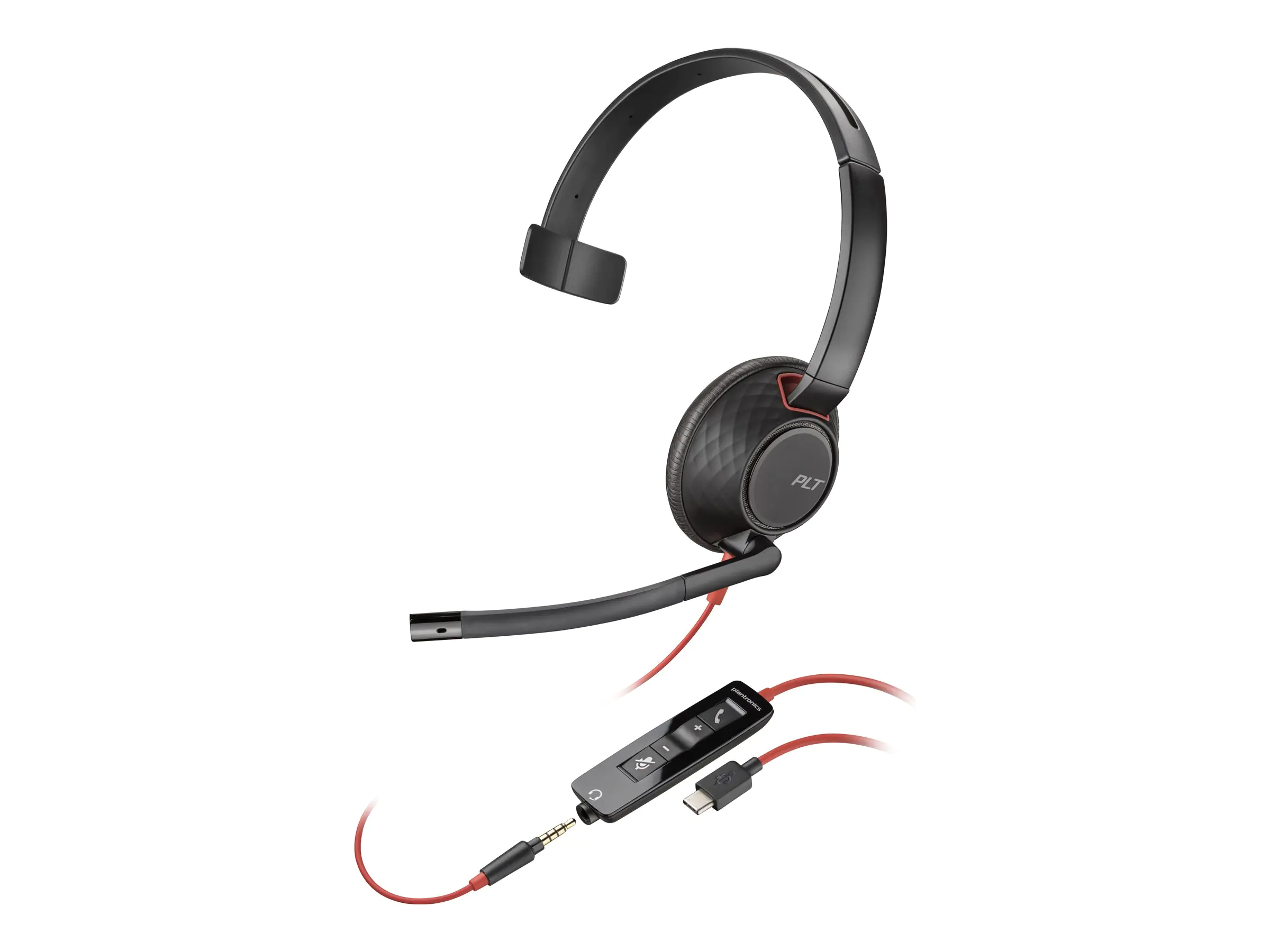 Poly Blackwire 5210 - Blackwire 5200 series - Headset - On-Ear - kabelgebunden - 3,5 mm Stecker, USB-C - Schwarz - Zertifiziert für Microsoft Teams, Zertifiziert für Skype für Unternehmen, Cisco Jabber Certified, Avaya Certified, Works With Chromebook Cer