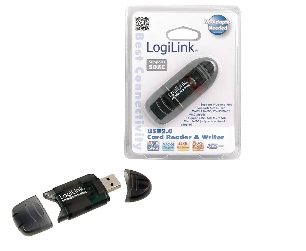 LogiLink Cardreader USB 2.0 Stick for SD/MMC - Kartenleser - 8-in-1 (MMC, SD, RS-MMC, MMCmobile, SDHC) - USB 2.0 LogiLink Cardreader USB 2.0 Stick for SD/MMC - Kartenleser - 8-in-1 (MMC, SD, RS-MMC, MMCmobile, SDHC) - USB 2.0