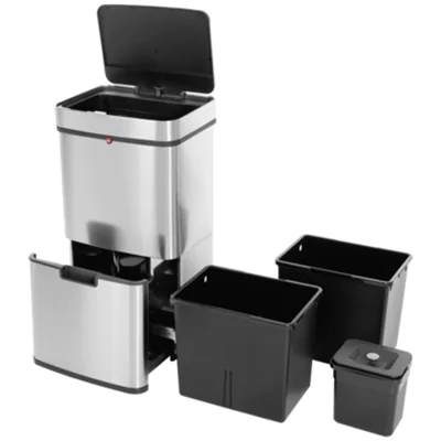 Hailo Abfalleimer Öko Vario XL 50l Edelstahl edelstahl 3 Sortierfächer Hailo Abfalleimer Öko Vario XL 50l Edelstahl edelstahl 3 Sortierfächer