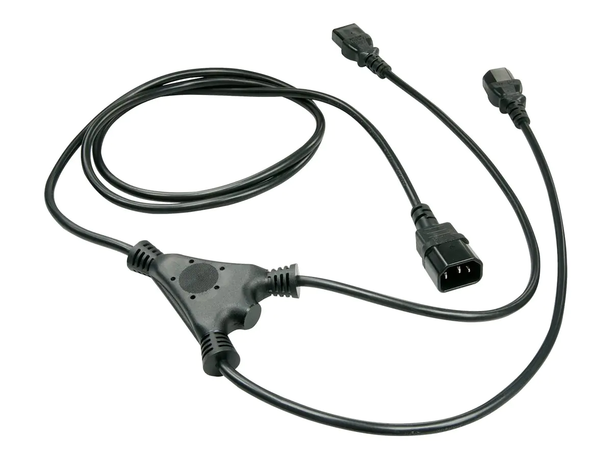 Lindy - Netz-Splitter - IEC 60320 C14 bis IEC 60320 C13 - 2 m - geformt - Schwarz