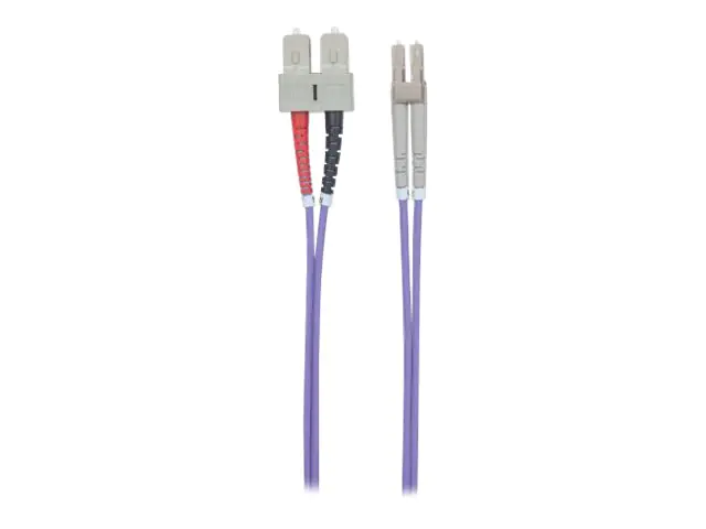 Intellinet Fibre Optic Patch Cable, OM4, LC/SC, 2m, Violet, Duplex, Multimode, 50/125 Âµm, LSZH, Fiber, Lifetime Warranty, Polybag - Patch-Kabel - SC multi-mode (M) bis LC Multi-Mode (M) - 2 m - Glasfaser - Duplex - 50/125 Mikrometer - OM4 - halogenfrei -