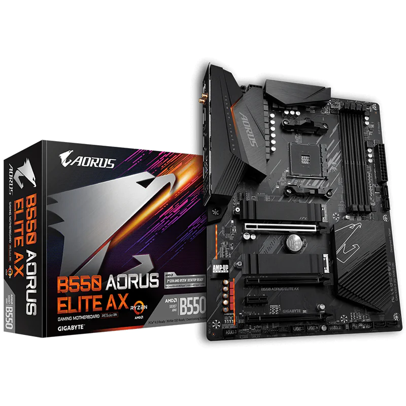 Gigabyte B550 AORUS ELITE AX - 1.0 - Motherboard - ATX - Socket AM4 - AMD B550 Chipsatz - USB 3.2 Gen 2, USB 3.2 Gen 1, USB-C Gen1 - 2.5 Gigabit LAN - Onboard-Grafik (CPU erforderlich) - HD Audio (8-Kanal)