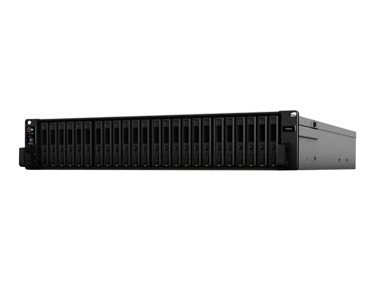 Synology FlashStation FS6400 - NAS-Server - 24 Schächte - Rack - einbaufähig - RAID RAID 0, 1, 5, 6, 10, JBOD, RAID F1 - RAM 32 GB - Gigabit Ethernet / 10 Gigabit Ethernet - iSCSI Support - 2U