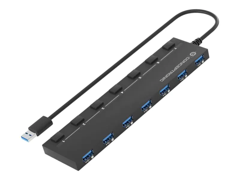 Conceptronic USB-Hub 7-Port 3.0 ->7x3.0 m.Netzteil sw
