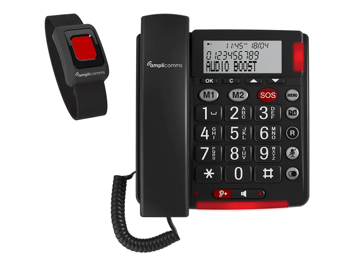 Amplicomms BigTel 50 Alarm Plus - Telefon mit Schnur - Dunkelgrau