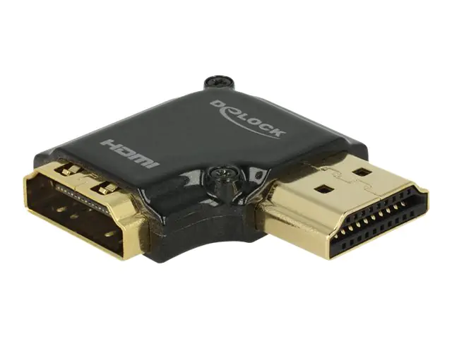 Delock - HDMI-Adapter - HDMI (W) bis HDMI (M) - Schwarz - rechts-gewinkelter Stecker, 4K Unterstützung