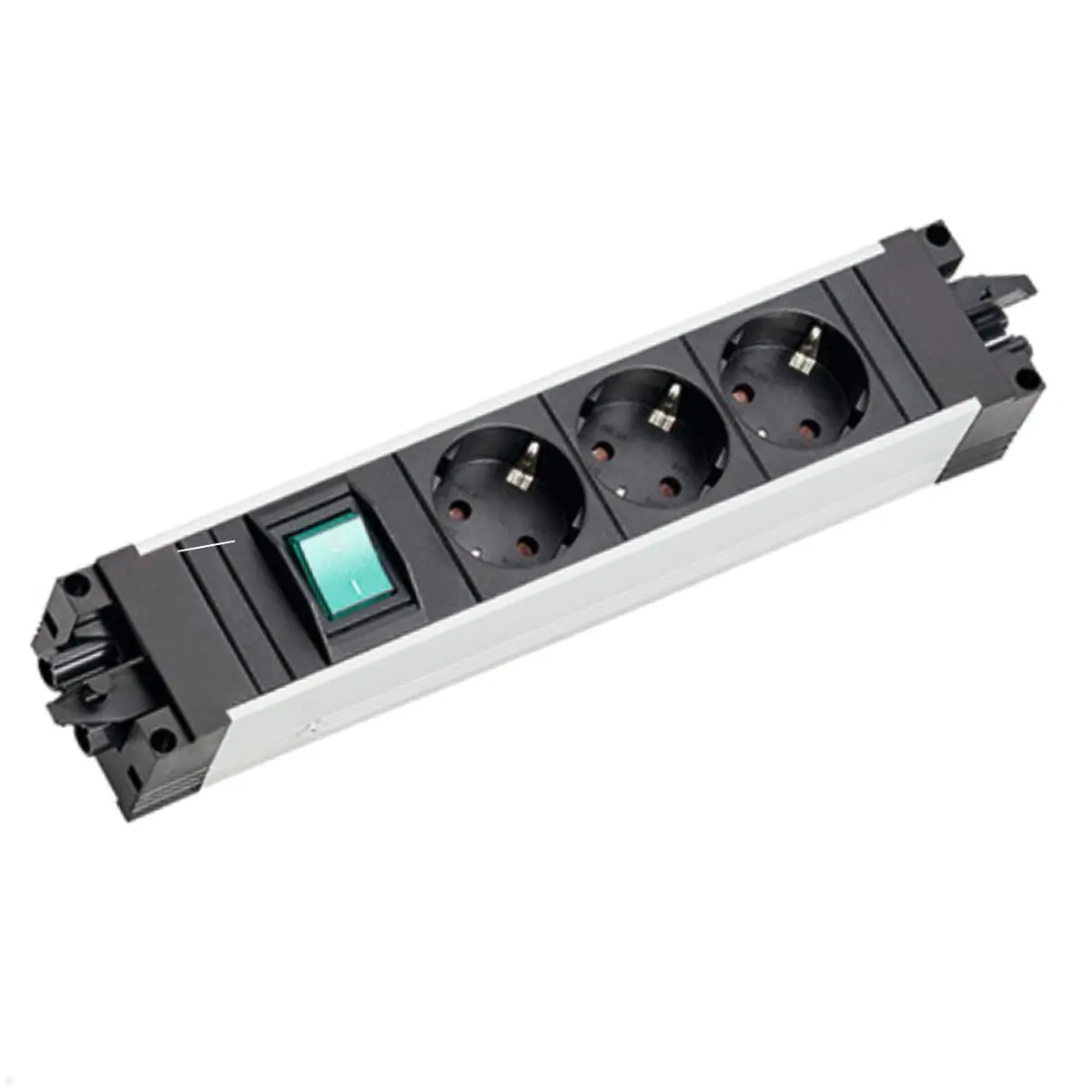 Bachmann STEP BASE ALU Steckdosenleiste 3-fach, schwarz/alu, mit Schalter für die Leiste, mit GST18 Bachmann STEP BASE ALU Steckdosenleiste 3-fach, schwarz/alu, mit Schalter für die Leiste, mit GST18