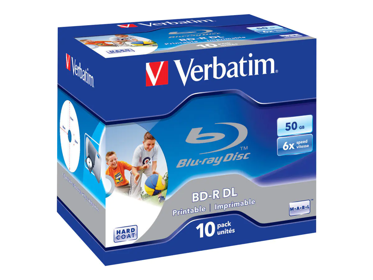 Verbatim - 10 x BD-R DL - 50 GB 6x - mit Tintenstrahldrucker bedruckbare Oberfläche - Jewel Case (Schachtel)