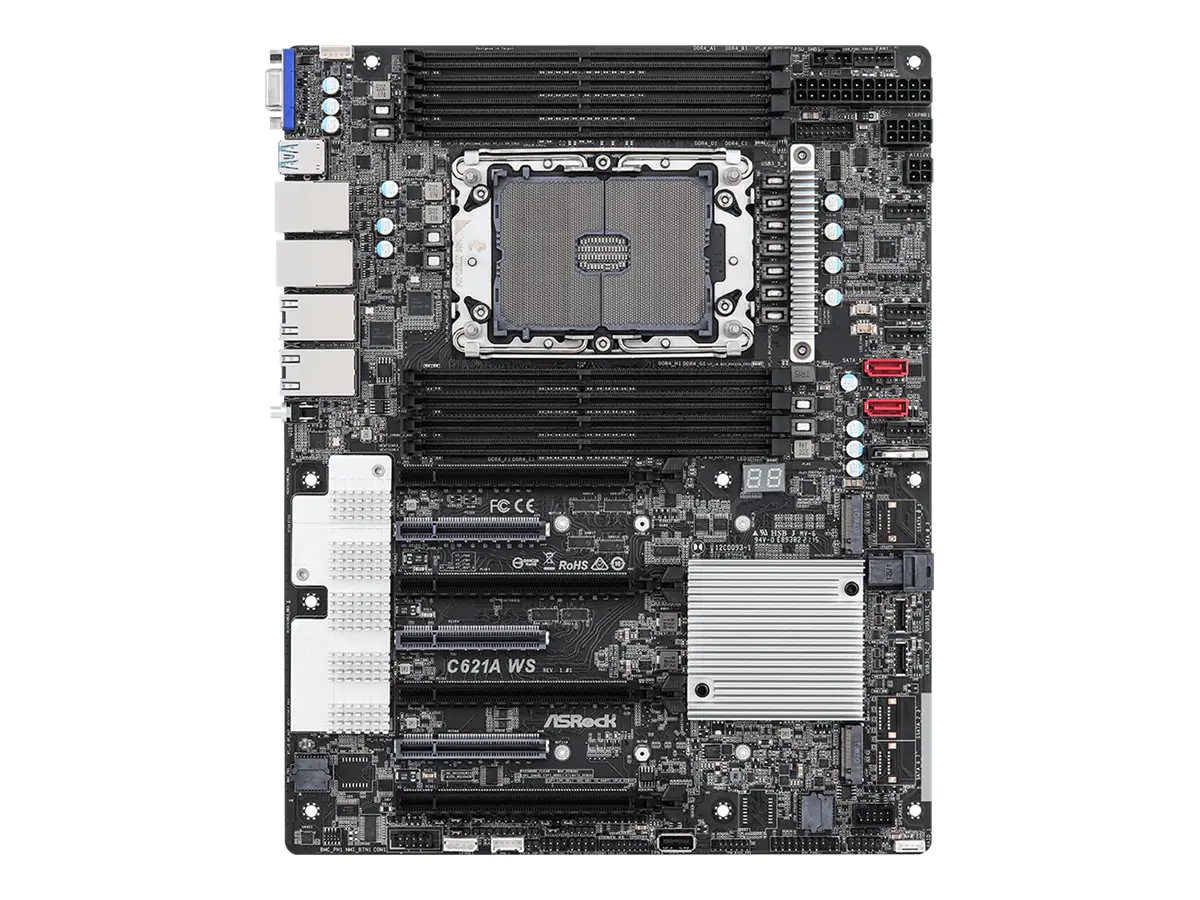 ASRock C621A WS - Motherboard - ATX - Socket P+ - C621A Chipsatz - USB-C Gen2, USB 3.2 Gen 1 - 2 x 10 Gigabit LAN, 2 x Gigabit LAN - Onboard-Grafik