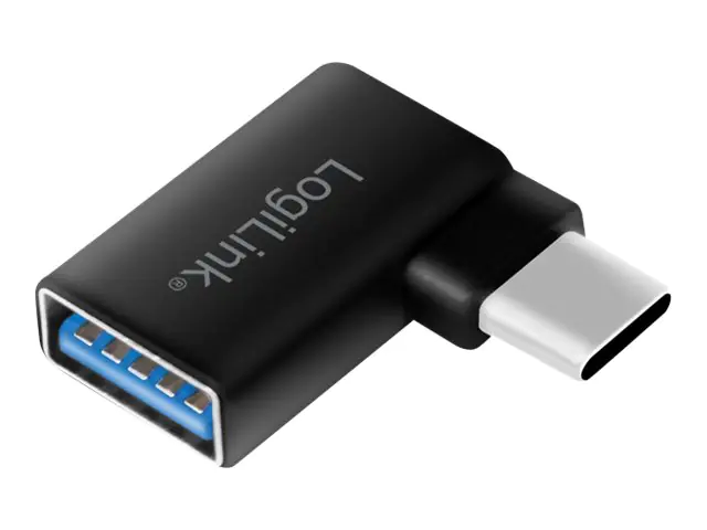 LogiLink - USB-Adapter - 24 pin USB-C (M) gewinkelt zu USB (W) - USB 3.2 Gen 1 - 5 V - 3 A - Schwarz