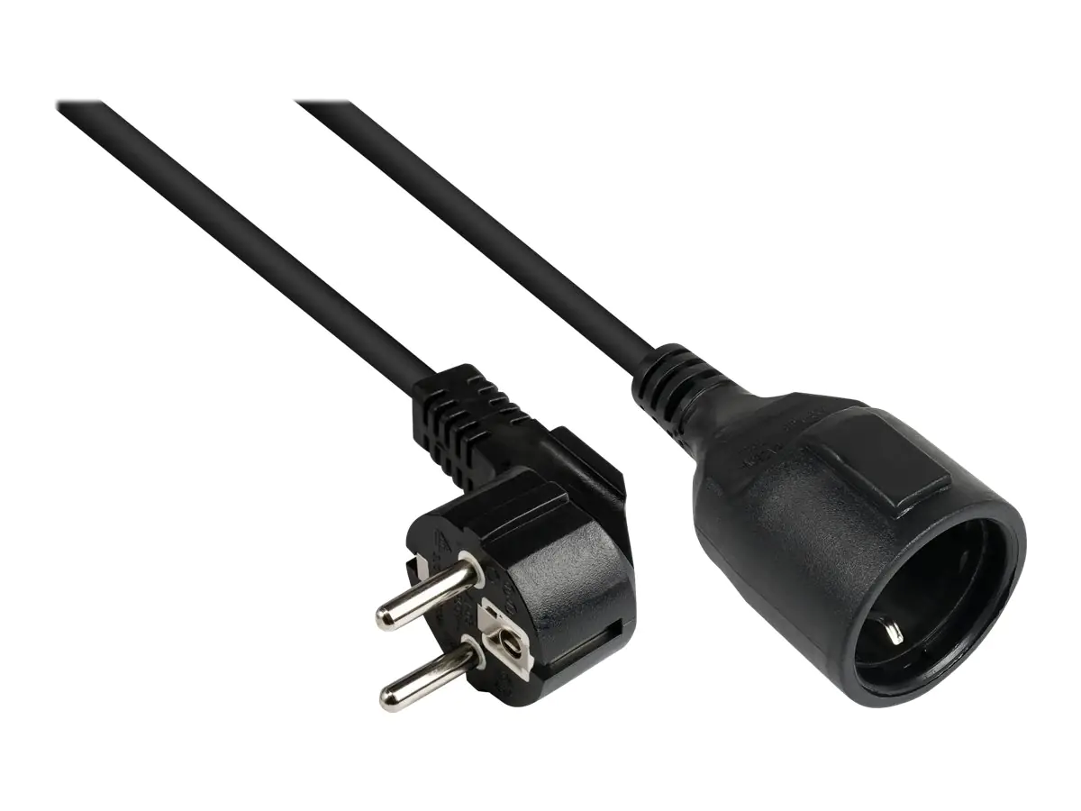 Good Connections - Spannungsversorgungs-Verlängerungskabel - power CEE 7/7 (M) nach unten gewinkelt zu power CEE 7/3 (W) - 250 V - 16 A - 2 m - Schwarz