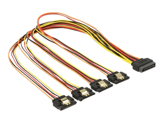 DeLOCK - Spannungsversorgungs-Verlängerungskabel - SATA-Stromstecker (M) eingerastet bis SATA-Stromstecker (W) Metallclip - 50 cm - Schwarz, Gelb, Rot, orange
