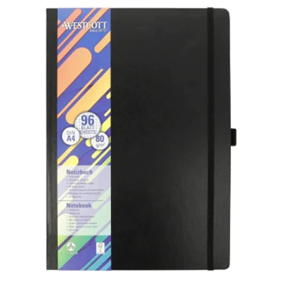 Westcott Notizbuch DIN A4 kariert schwarz 96 Bl. Westcott Notizbuch DIN A4 kariert schwarz 96 Bl.