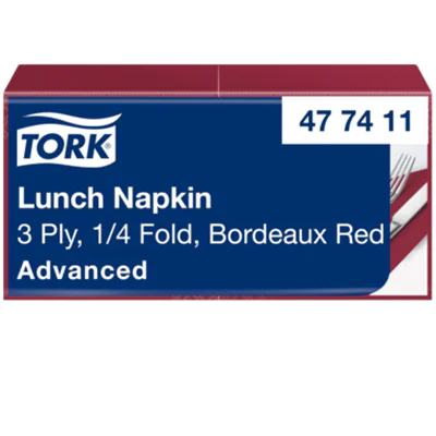 Tork Serviette 477411 33x33cm 3lg. 1/4 Falz bordeaux 150 St./Pack. Tork Serviette 477411 33x33cm 3lg. 1/4 Falz bordeaux 150 St./Pack.