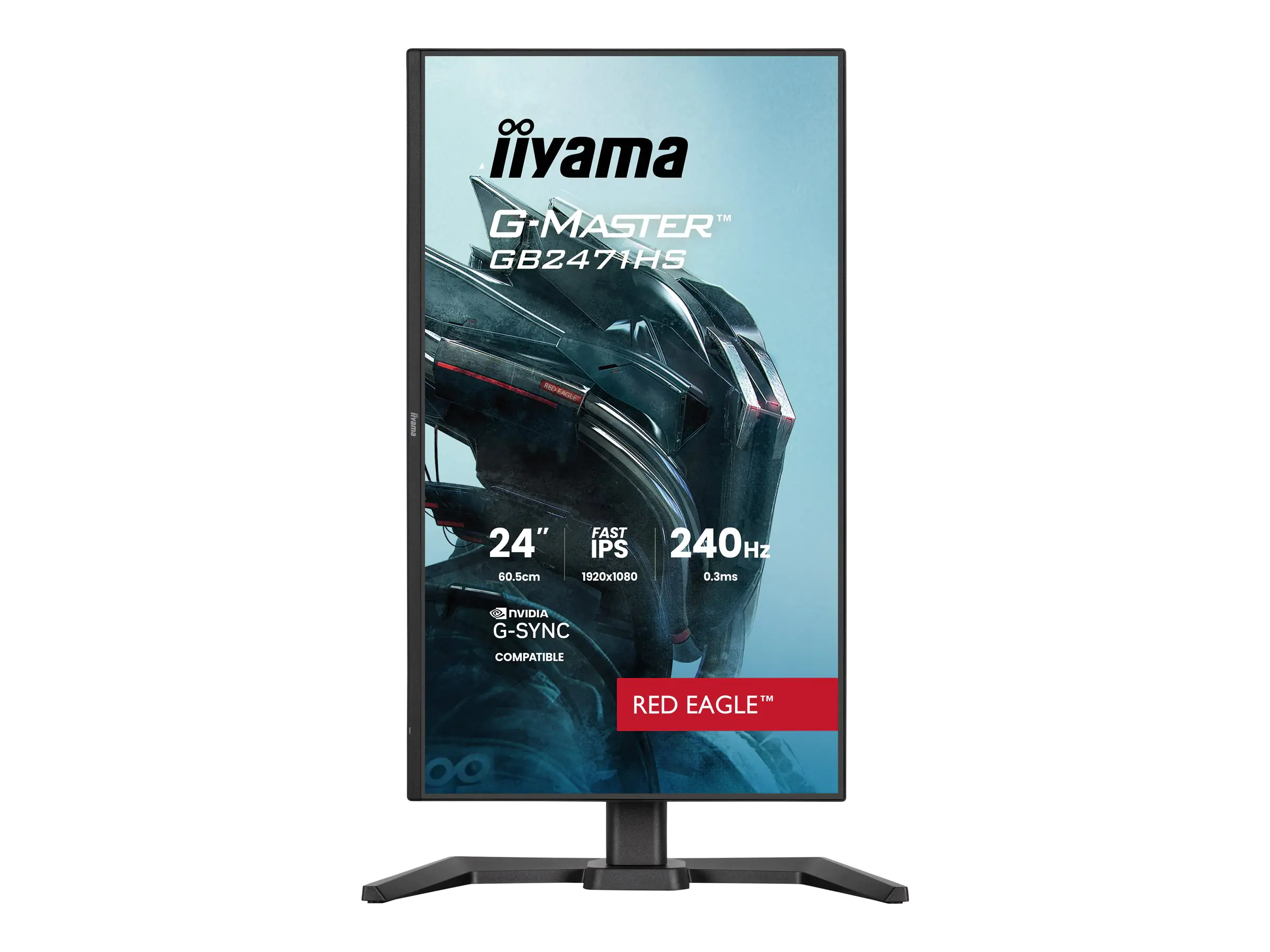 Iiyama G-MASTER Red Eagle GB2471HS-B1 - LED-Monitor - Gaming - 61 cm (24") - 1920 x 1080 Full HD (1080p) @ 240 Hz - Fast IPS - 350 cd/m² - 1000:1 - 0.3 ms - HDMI, DisplayPort - Lautsprecher - Schwarz, Matte