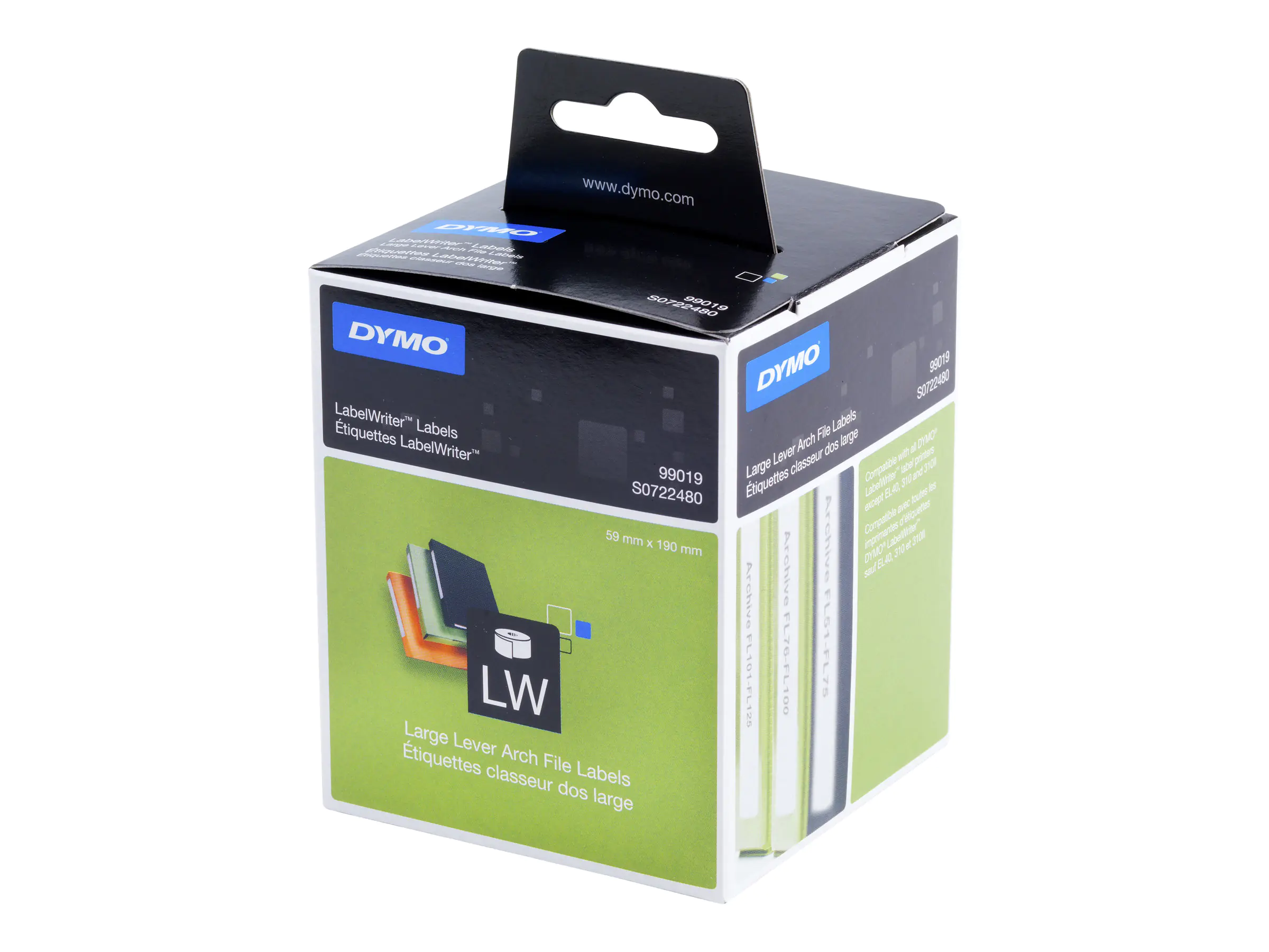 DYMO LabelWriter LAF Labels Large - Schwarz auf Weiß - 59 x 190 mm 110 Etikett(en) (1 Rolle(n) x 110) Ordneretiketten - für DYMO LabelWriter 310, 315, 320, 330, 400, 450, 4XL, SE450, Wireless DYMO LabelWriter LAF Labels Large - Schwarz auf Weiß - 59 x 190 mm 110 Etikett(en) (1 Rolle(n) x 110) Ordneretiketten - für DYMO LabelWriter 310, 315, 320, 330, 400, 450, 4XL, SE450, Wireless