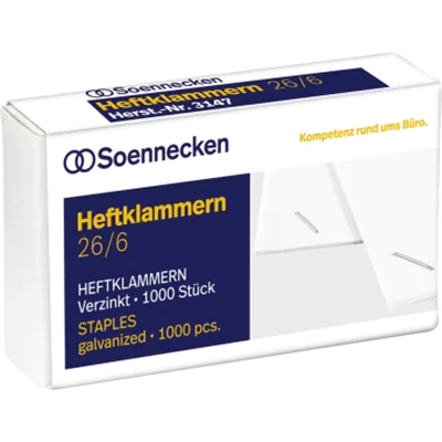 Soennecken Heftklammern 3147 26/6 verzinkt 1.000 St./Pack. Soennecken Heftklammern 3147 26/6 verzinkt 1.000 St./Pack.