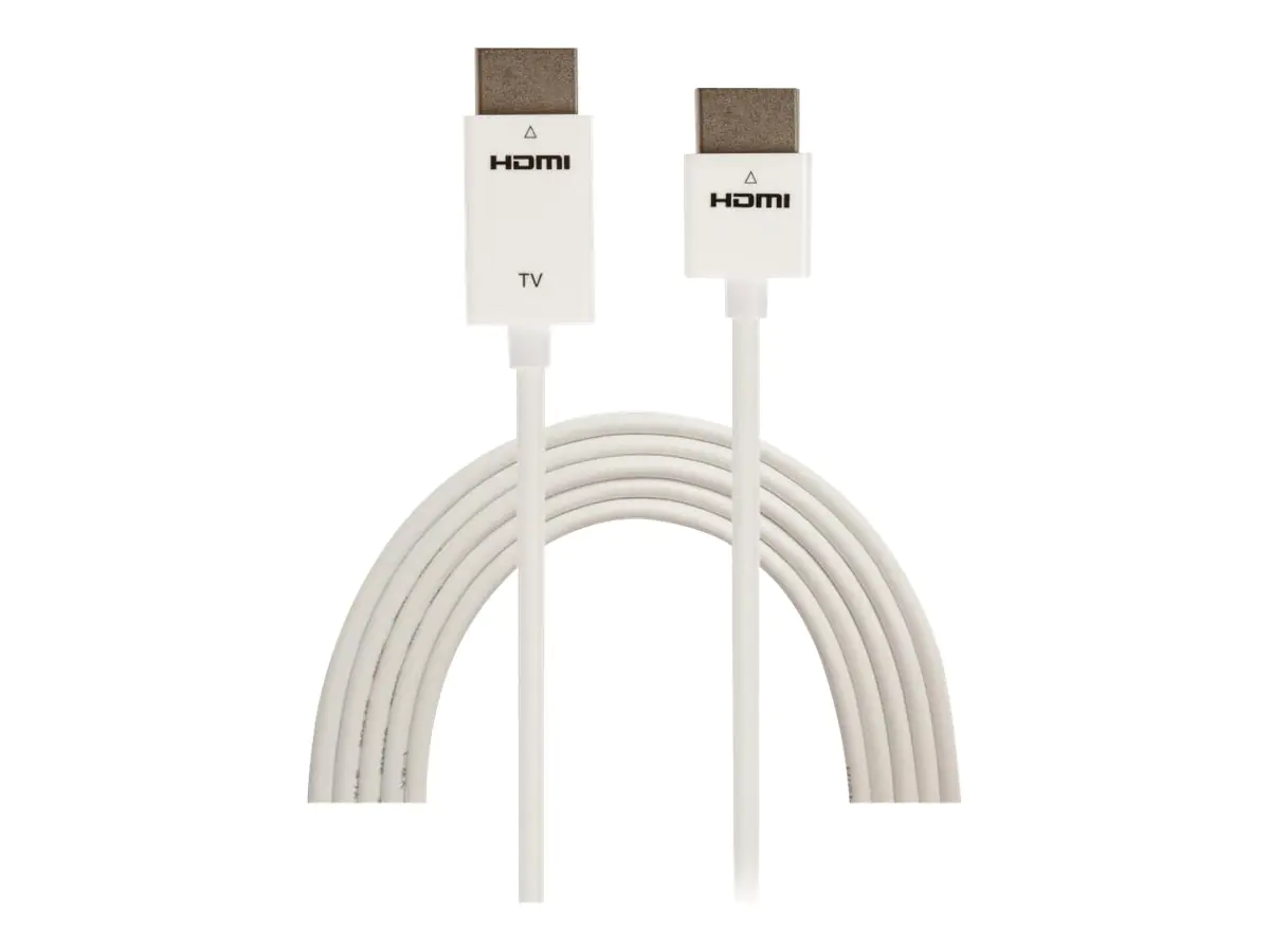 TECHly Ultra Slim - HDMI-Kabel mit Ethernet - HDMI männlich zu HDMI männlich - 3 m - weiß - 4K Unterstützung, 1080p-Unterstützung
