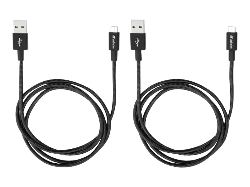 Verbatim Sync and Charge - USB-Kabel - USB (M) zu Micro-USB Typ B (M) - 1 m - Schwarz (Packung mit 2)