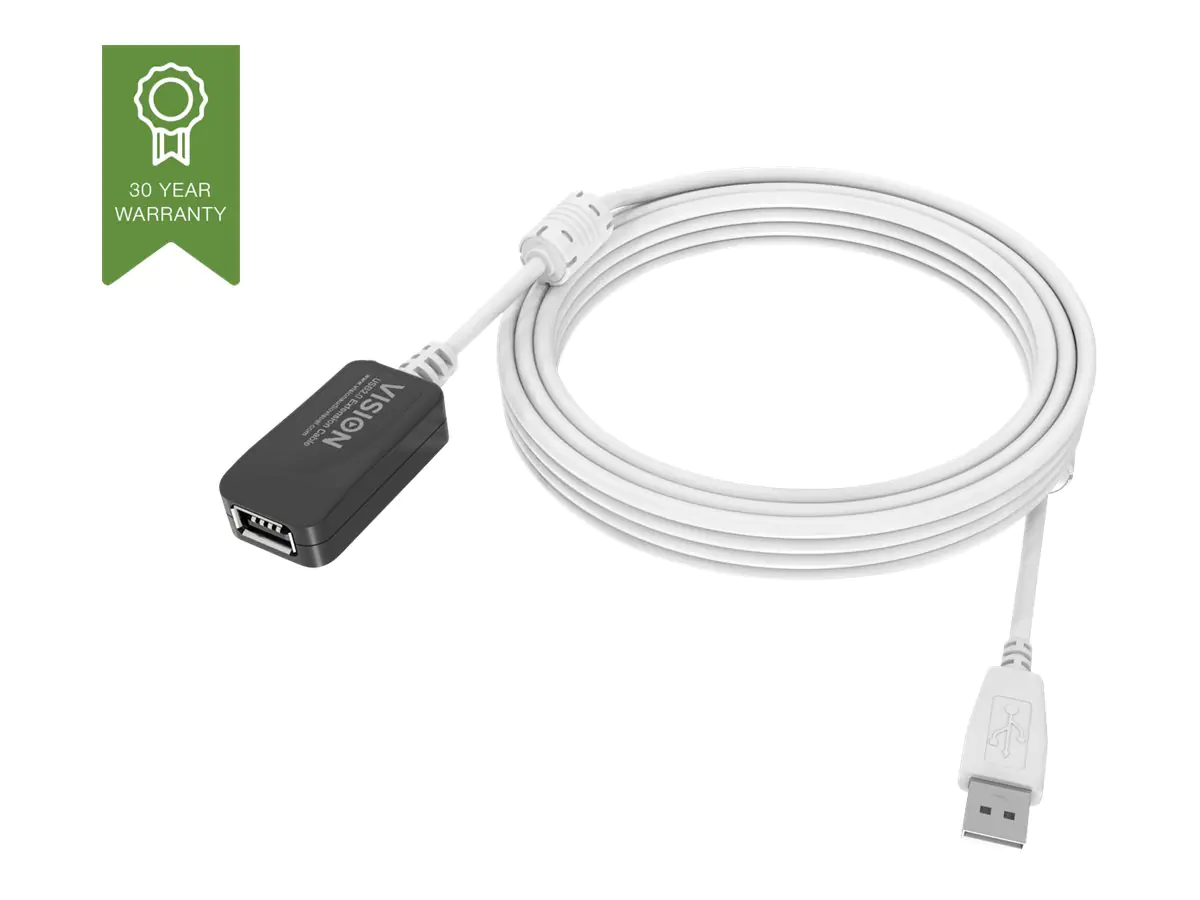 Vision Techconnect - USB-Verlängerungskabel - USB (W) bis USB (M) - USB 2.0 - 5 m - aktiv - weiß Vision Techconnect - USB-Verlängerungskabel - USB (W) bis USB (M) - USB 2.0 - 5 m - aktiv - weiß