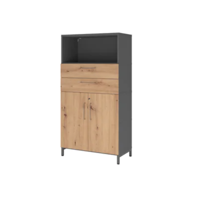 Hammerbacher Regalschrank FlexWall 800 x 1.532 x 417 mm (B x H x T) Flügeltür ohne Rollen Holz