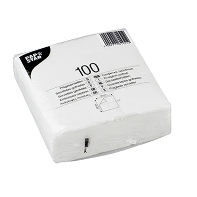 PAPSTAR Serviette 81451 33x33cm 1lagig weiß 100 St./Pack. PAPSTAR Serviette 81451 33x33cm 1lagig weiß 100 St./Pack.