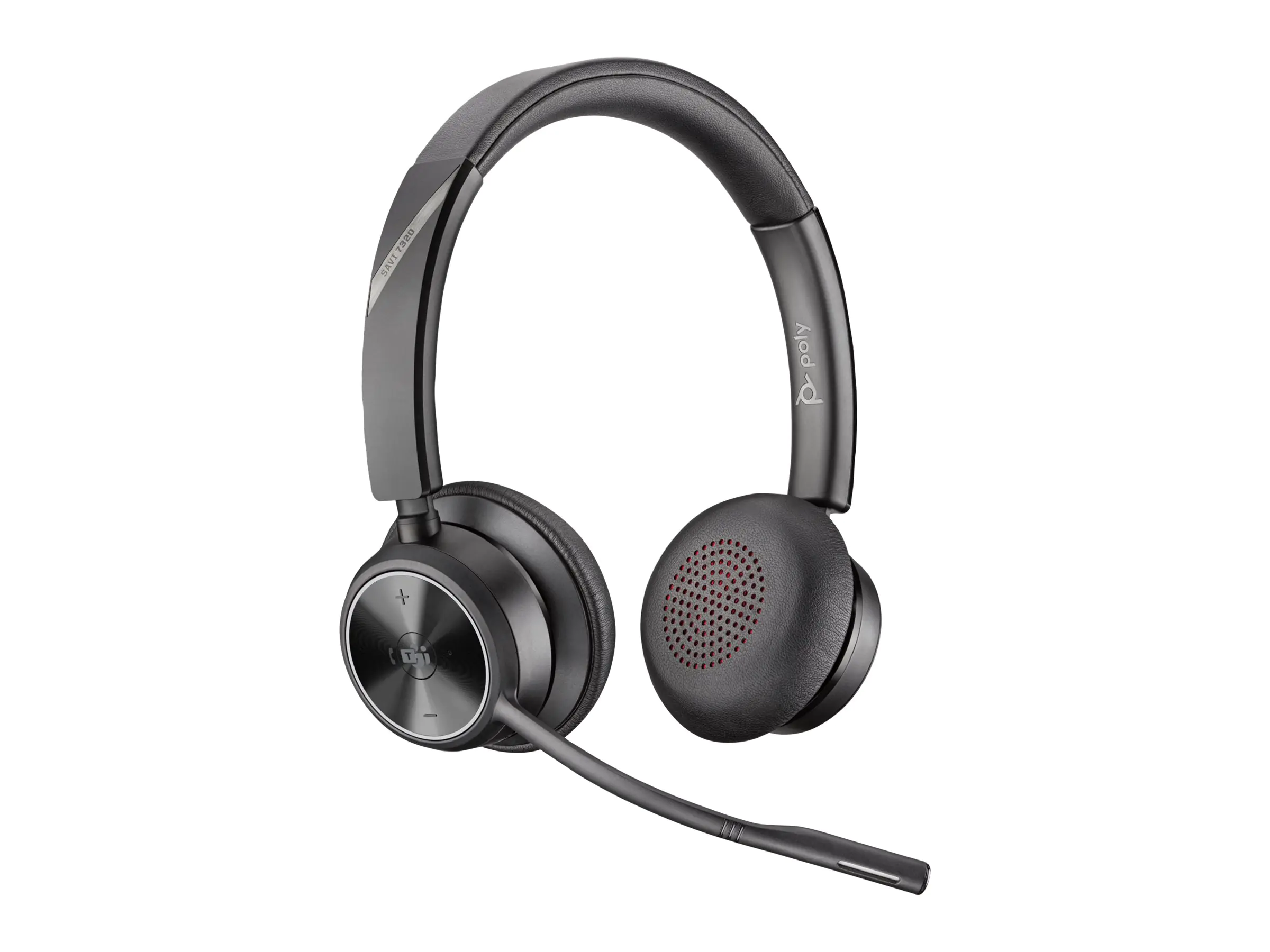 Poly Savi 7320-M Office - 7300 Office Series - Headset - On-Ear - DECT - kabellos - Schwarz - Zertifiziert für Microsoft Teams