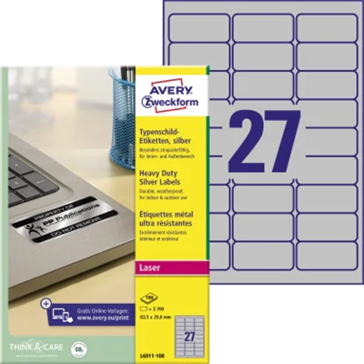 Avery Zweckform Etikett 63,5x29,6mm Typenschild 2.700 St./Pack. Avery Zweckform Etikett 63,5x29,6mm Typenschild 2.700 St./Pack.