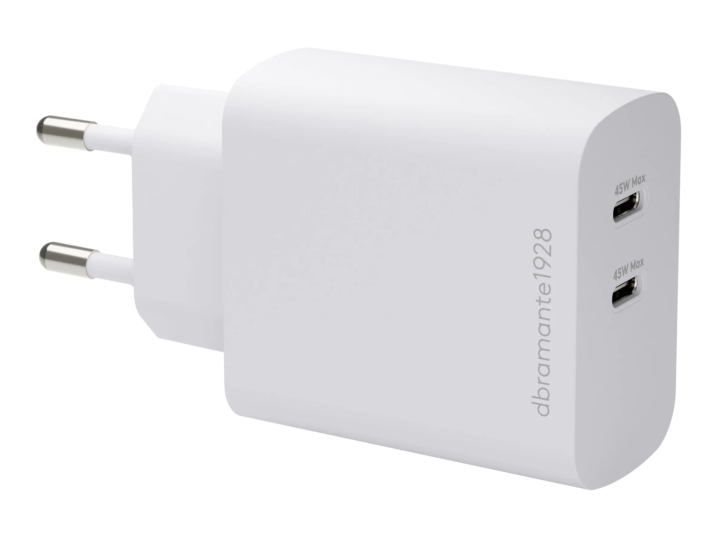dbramante1928 re-charge - Netzteil - 45 Watt - Apple 2.4A, PD/PPS, PD 2.0, PD 3.0, QC 2.0, QC 3.0, AFC, SCP, Fast Charge - 2 Ausgabeanschlussstellen (USB-C) CH45EUWH7251