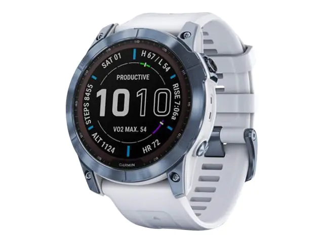 Garmin fenix 7X Sapphire Solar - 51 mm - Mineral Blue Titanium - Sportuhr mit Band - Silikon - Whitestone - Handgelenkgröße: 127-210 mm - Anzeige 3.556 cm (1.4") - 32 GB - Bluetooth, Wi-Fi, ANT+ - 89 g
