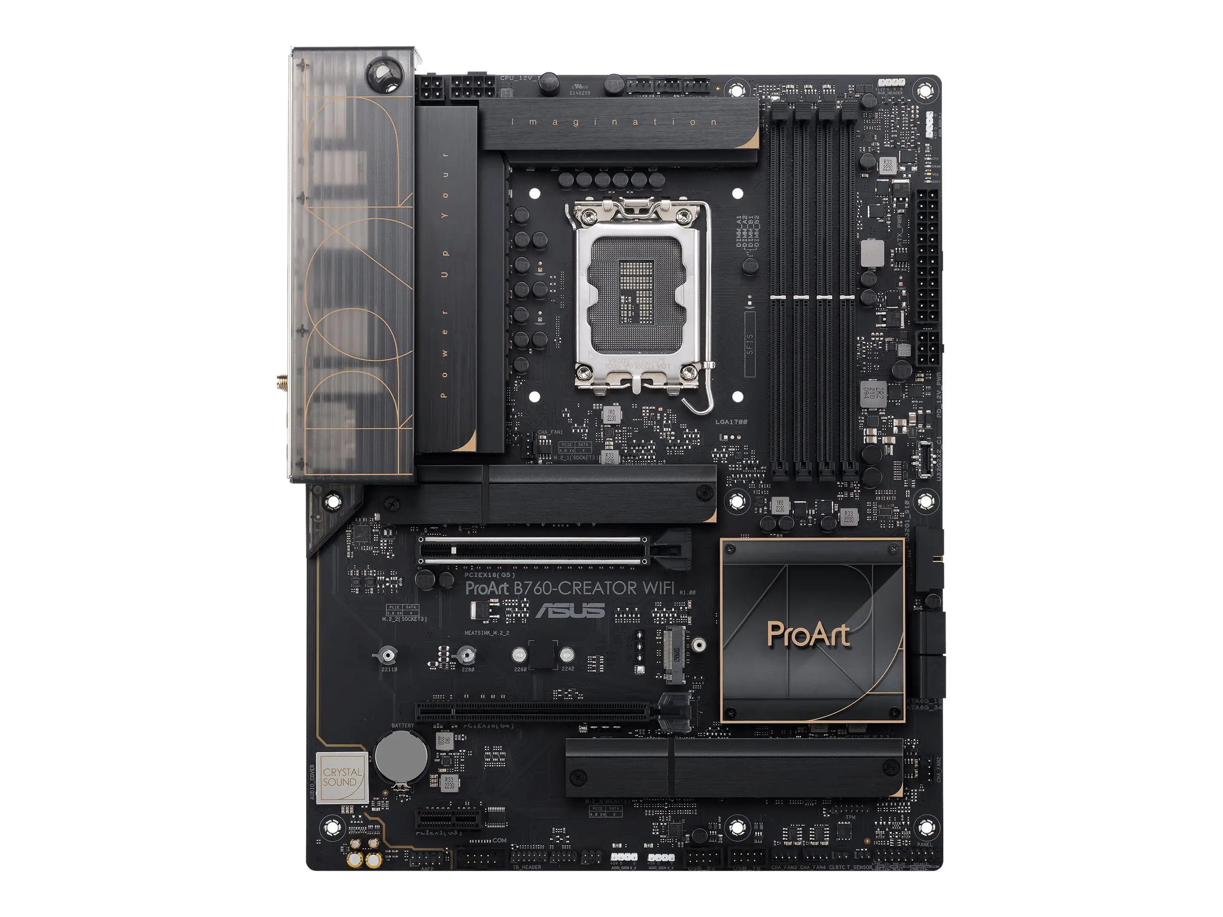 ASUS PROART B760-CREATOR WIFI - Motherboard - ATX - LGA1700 Sockel - B760 Chipsatz - USB-C 3.2 Gen2, USB 3.2 Gen 1, USB-C 3.2 Gen 2x2 - Gigabit LAN, 2.5 Gigabit LAN, Wi-Fi 6, Bluetooth - Onboard-Grafik (CPU erforderlich) 90MB1FY0-M0EAY0