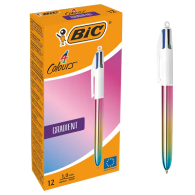 BIC® Mehrfarbkugelschreiber 4 Colours® GRADIENT 0,4mm blau, schwarz, rot, grün Refill 4 Colours Druckmechanik dokumentenecht 12 St./Pack. BIC® Mehrfarbkugelschreiber 4 Colours® GRADIENT 0,4mm blau, schwarz, rot, grün Refill 4 Colours Druckmechanik dokumentenecht 12 St./Pack.