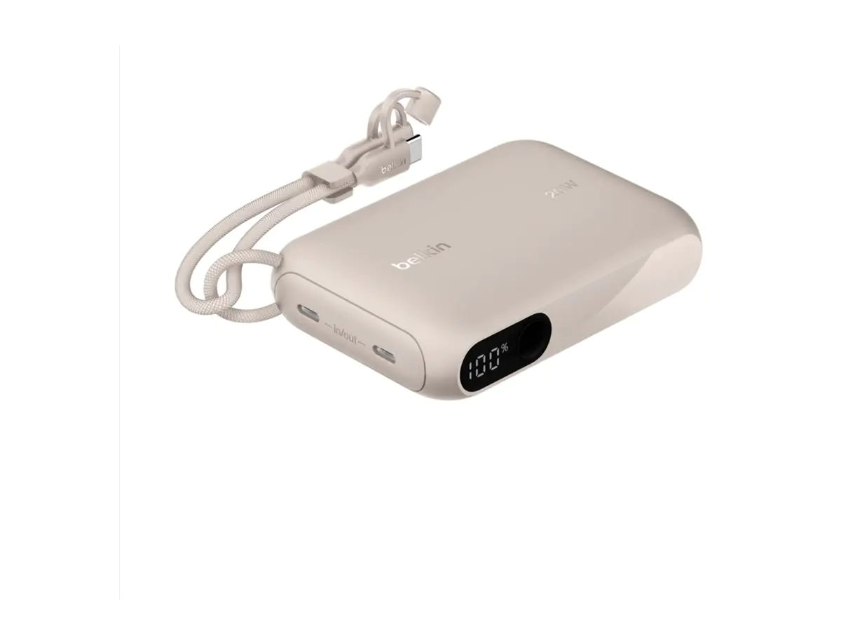 Belkin BoostCharge - Powerbank - mit Display - 10000 mAh - 20 Watt - PD - 2 Ausgabeanschlussstellen (USB-C) BPB027HQSD