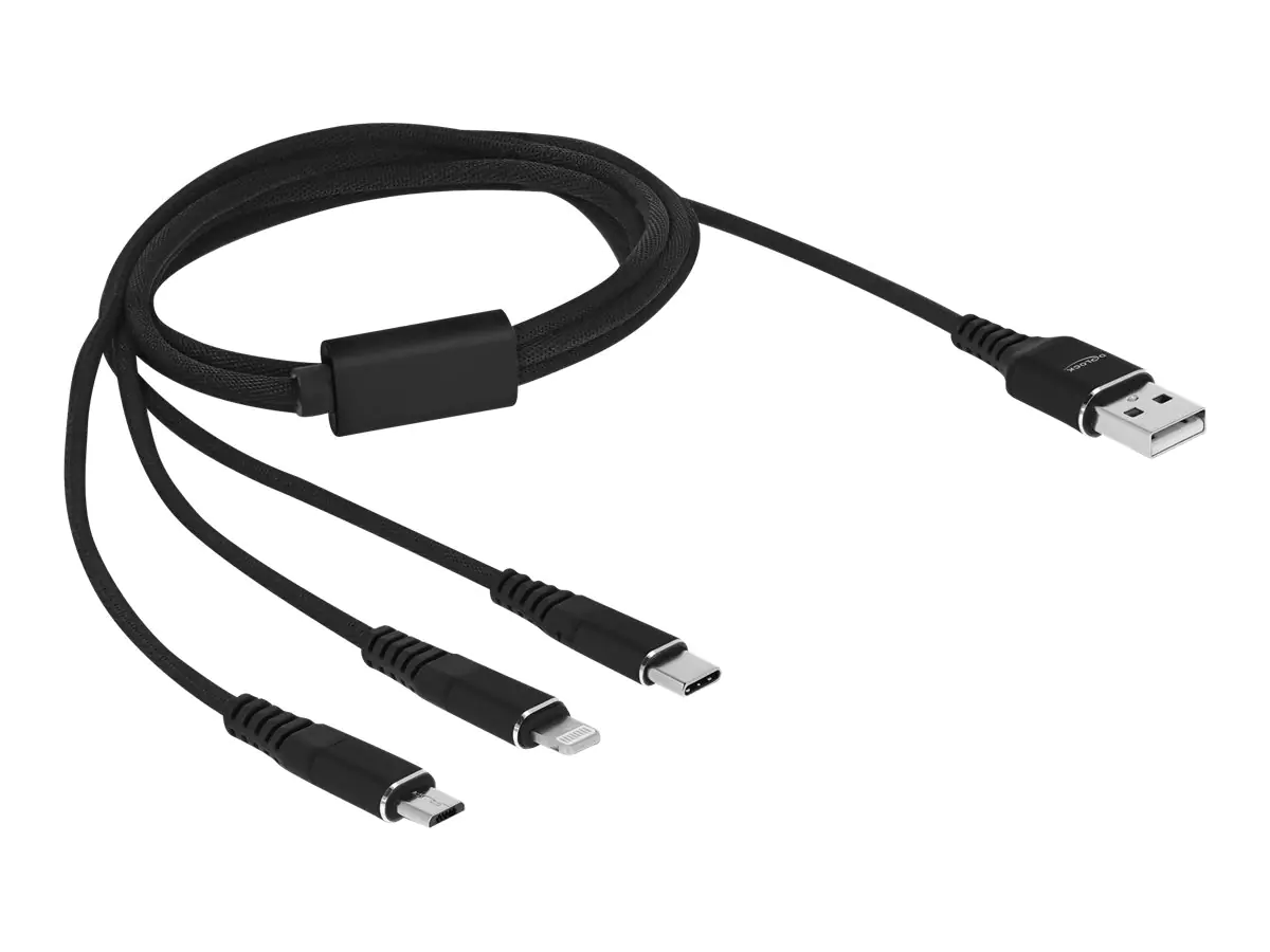 Delock - Lightning-Kabel, nur zum Aufladen - USB männlich zu Micro-USB Typ B, Lightning, 24 pin USB-C männlich - 1 m - Schwarz
