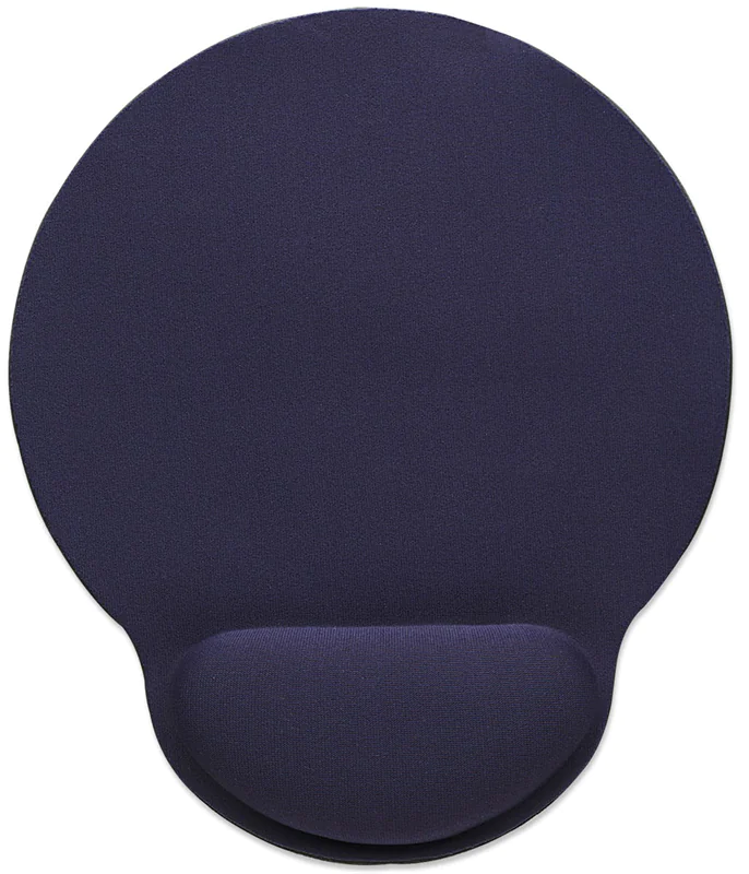 Manhattan Wrist Gel Support Pad and Mouse Mat, Blue, 241 x 203 x 40 mm, non slip base, Lifetime Warranty, Card Retail Packaging - Mauspad mit Handgelenkpolsterkissen - Blau