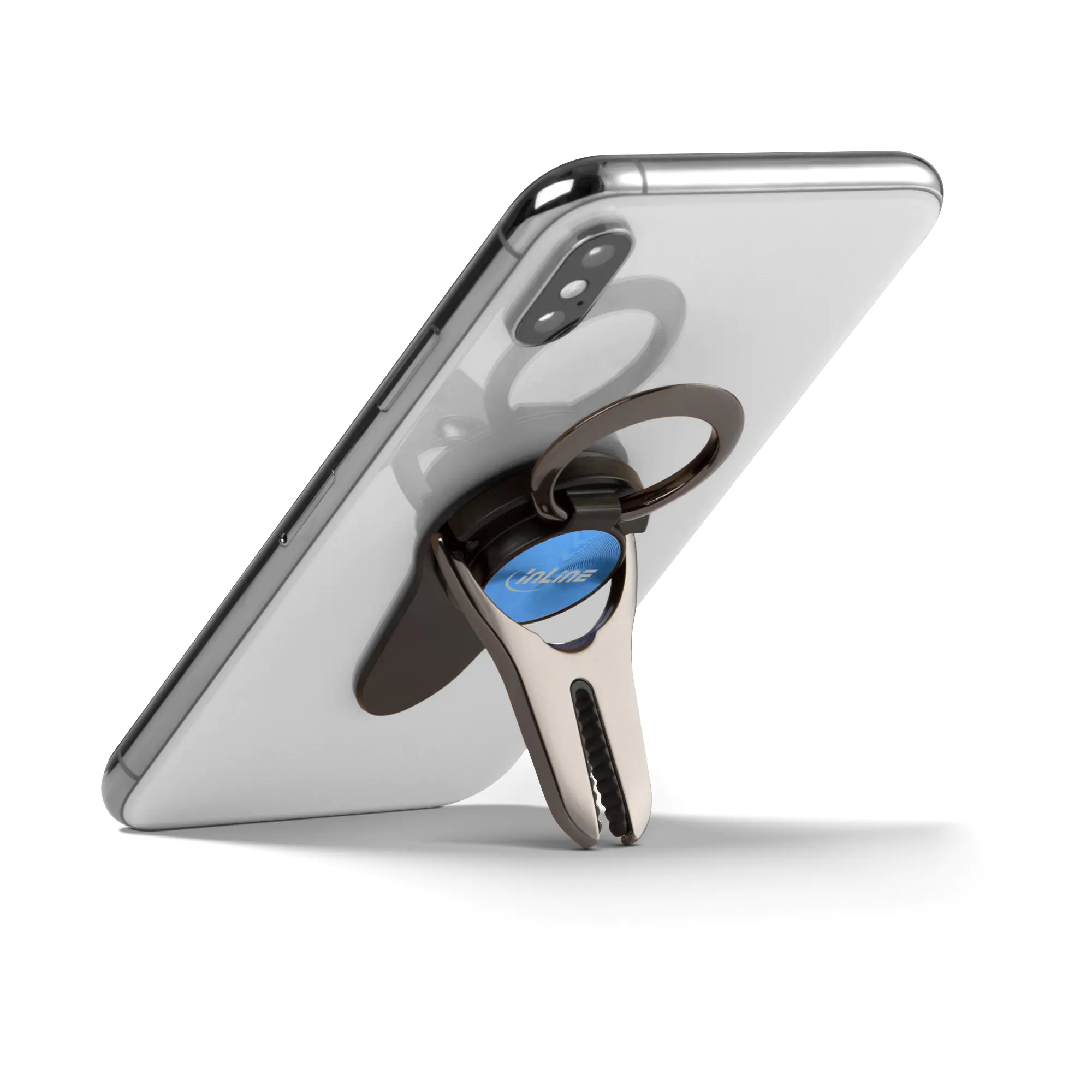 InLine Smartclip 3in1 - Kfz-Halterung/Fingerhalter/Standfuß für Handy - Blau